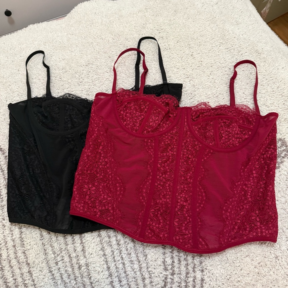 (2) Lace Corset Tops